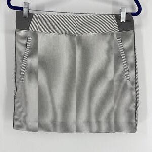 Athleta Skirt Skort Women 10White Gray Striped Brooklyn Golf Tennis Pickleball